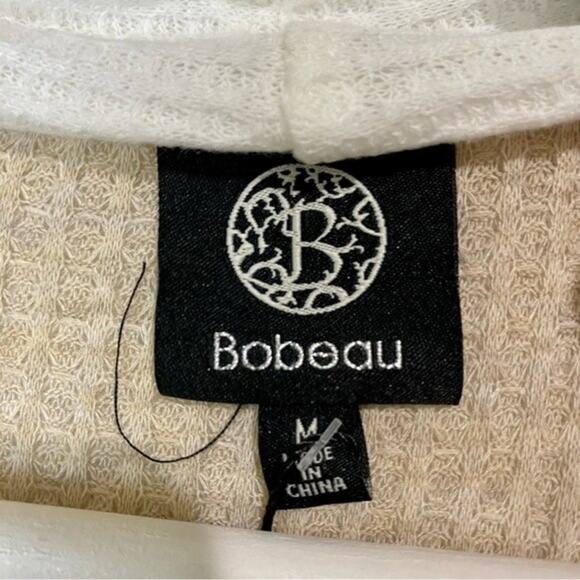 Bobeau Women’s Open Front Two Tone Cardigan Ivory & Oatmeal Size Medium NWT - Picture 5 of 7